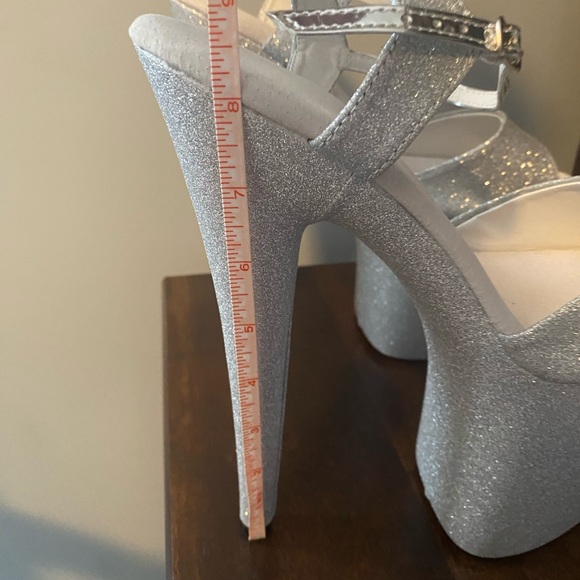Glitter Pole Dancer Sandals Platform High Heels size 10 Silver Roimaash - Picture 3 of 8